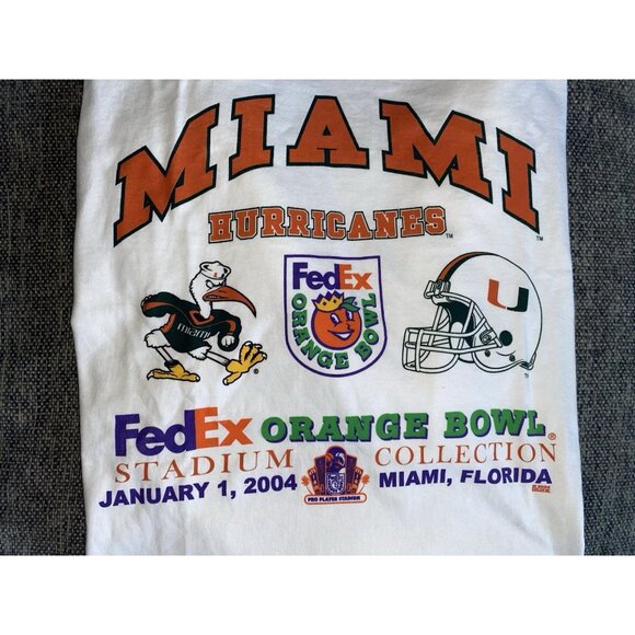 New Hanes 2004 Miami Hurricanes FedEx Orange Bowl Mens Shirt Size XL - Picture 2 of 4